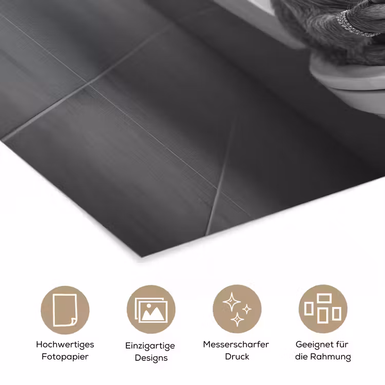 Geit - Telefoon - Toilet - Zwart - Wit poster papier klein -tcloseup_DE