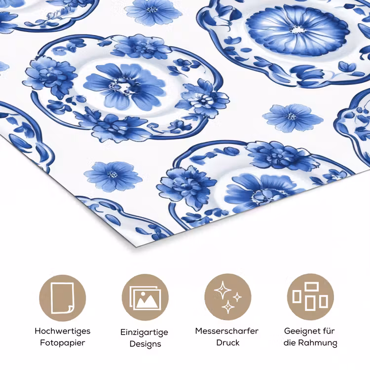 Sierborden - Bloemen - Blauw poster papier klein 62 -tcloseup_DE