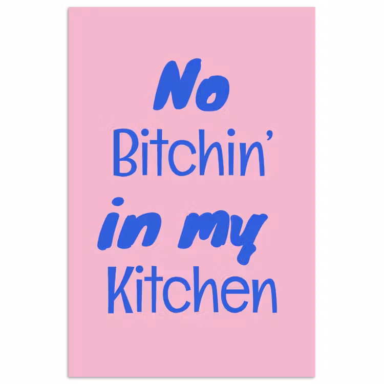 Quote - Blauw - Lettertype - Keuken poster papier klein -3d