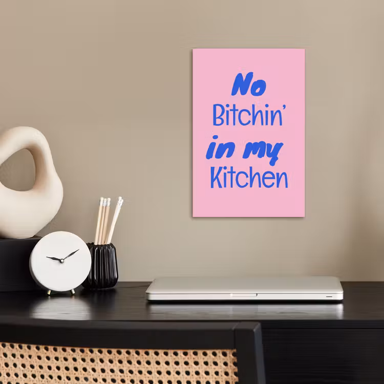 Quote - Blauw - Lettertype - Keuken poster papier klein -sfeer1