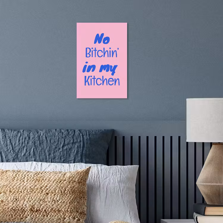 Quote - Blauw - Lettertype - Keuken poster papier klein -sfeer2