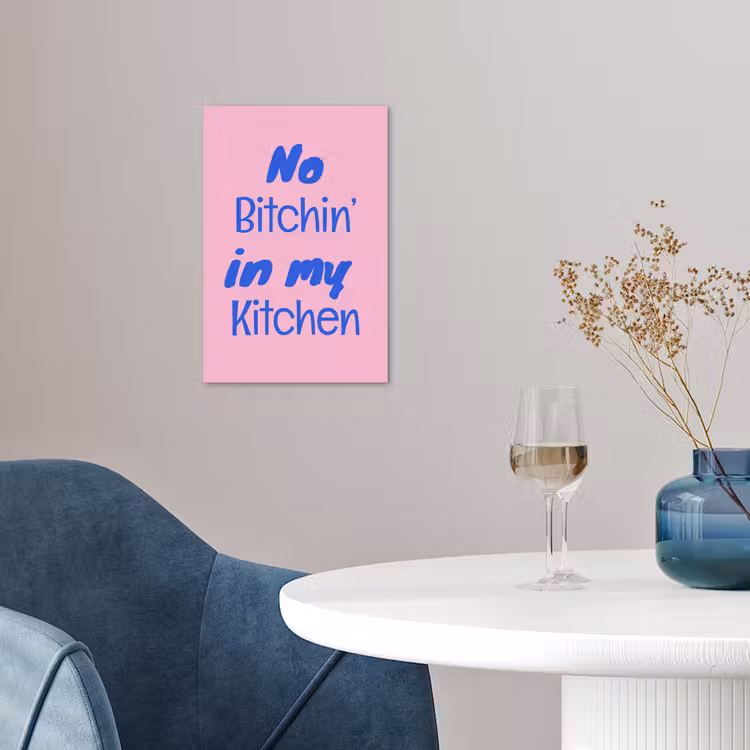 Quote - Blauw - Lettertype - Keuken poster papier klein -sfeer3