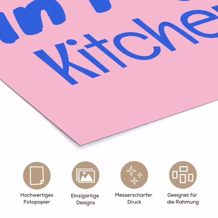 Quote - Blauw - Lettertype - Keuken poster papier klein -tcloseup_DE