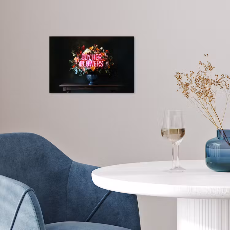 Quote - Bloemen - Vaas - Neon poster papier klein -sfeer3