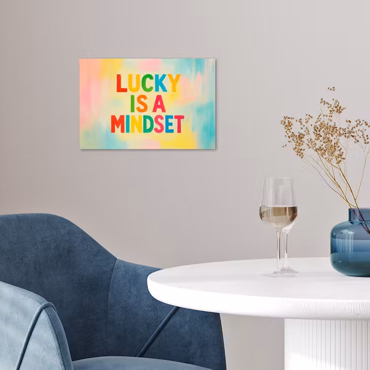 Quote - Lucky - Regenboogkleuren poster papier klein -sfeer3