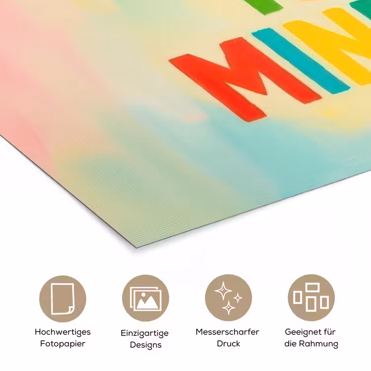 Quote - Lucky - Regenboogkleuren poster papier klein -tcloseup_DE