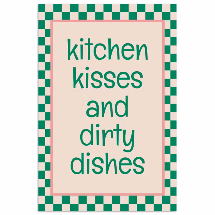 Quote - Groen - Geblokt - Keuken poster papier klein -3d