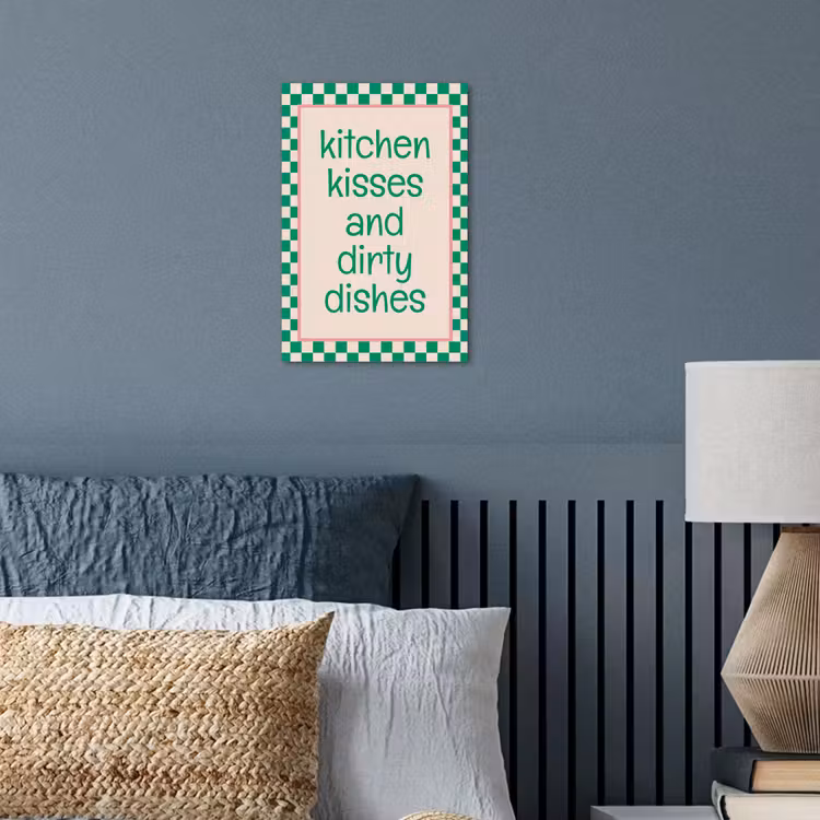 Quote - Groen - Geblokt - Keuken poster papier klein -sfeer2