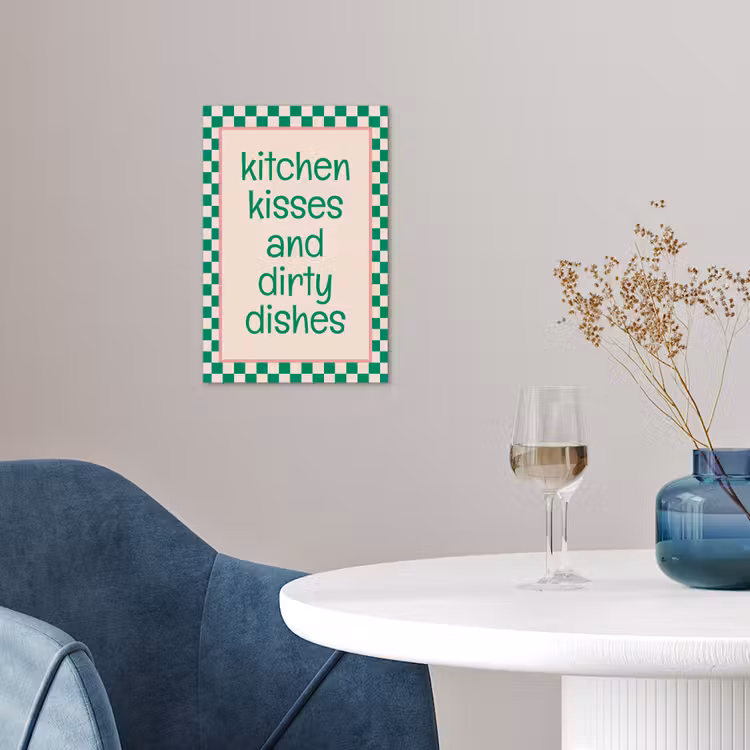 Quote - Groen - Geblokt - Keuken poster papier klein -sfeer3