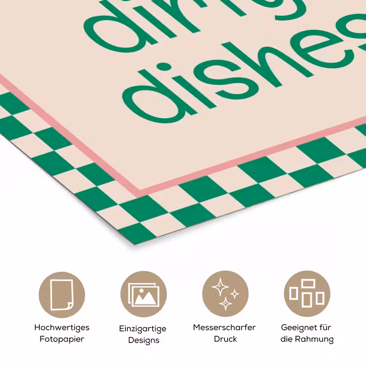 Quote - Groen - Geblokt - Keuken poster papier klein -tcloseup_DE