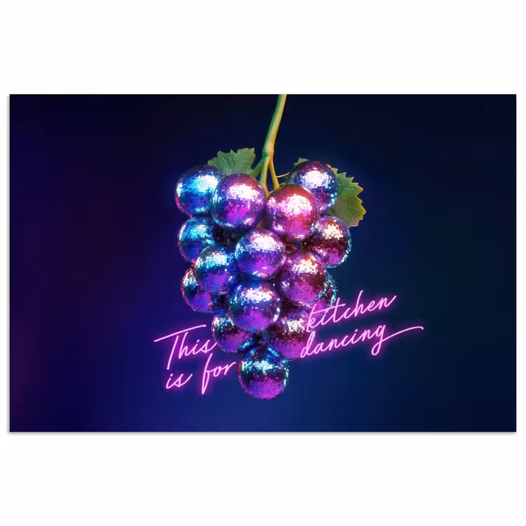 Quote - Neon - Disco - Druiven poster papier klein -3d