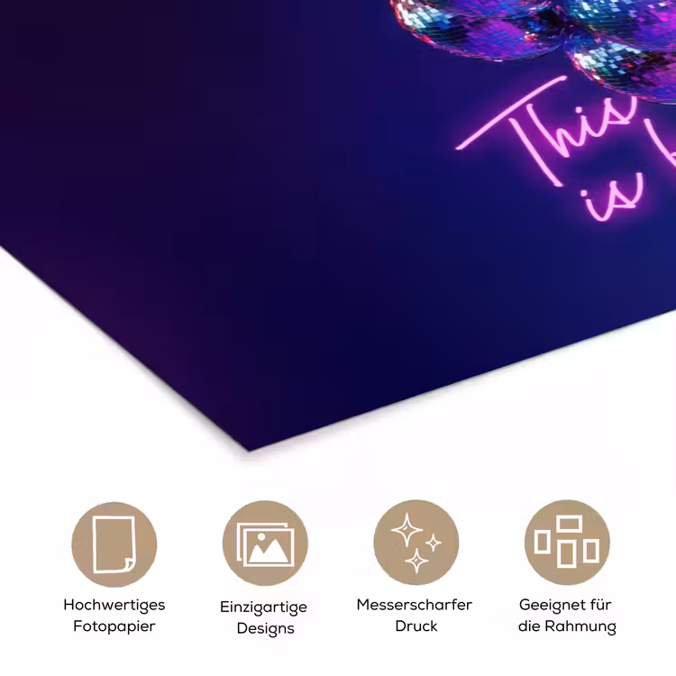 Quote - Neon - Disco - Druiven poster papier klein -tcloseup_DE