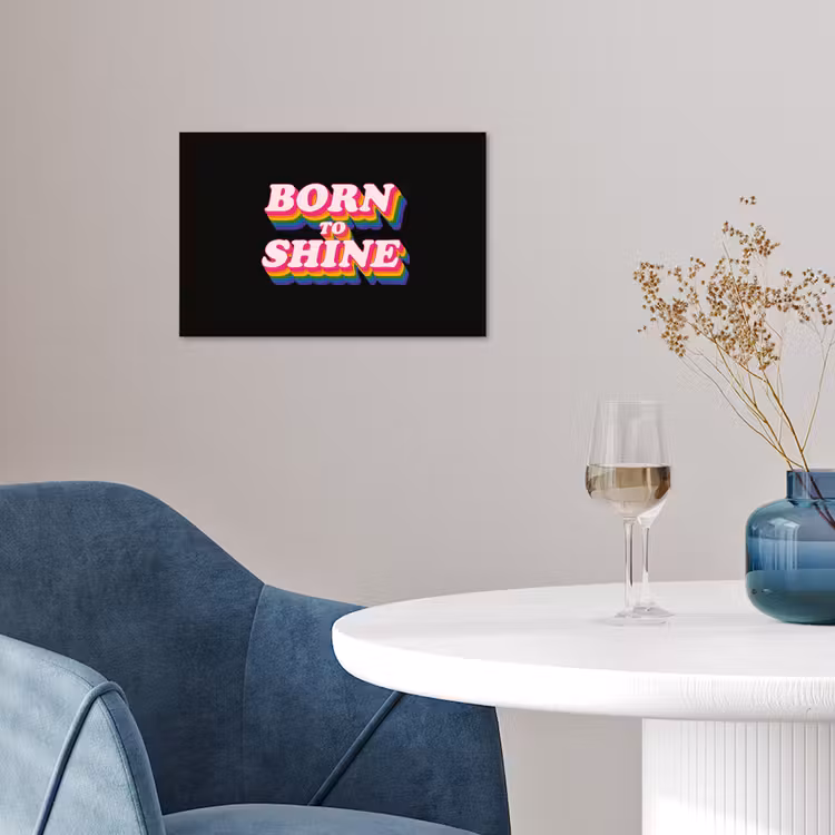 Quote - Regenboog - Roze - Zwart poster papier klein -sfeer3