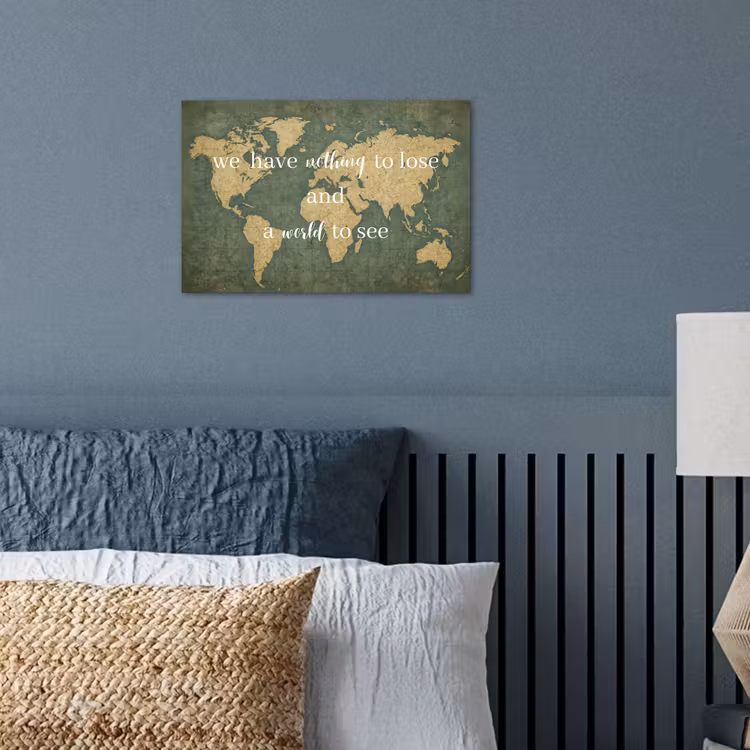 Quote - Vintage - Wereldkaart - Oud poster papier klein -sfeer2