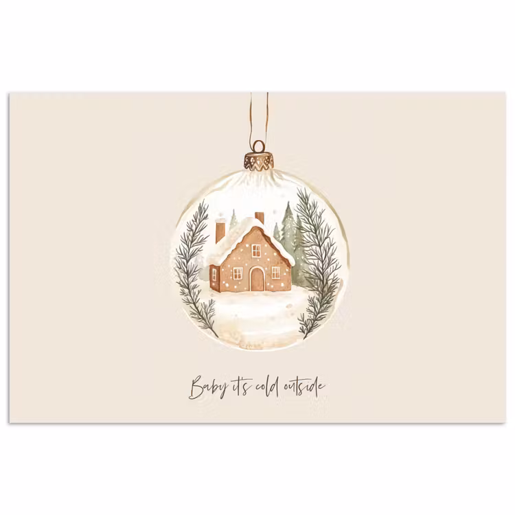 Quote - Winter - Kerst - Beige - Kerstbal poster papier klein -3d