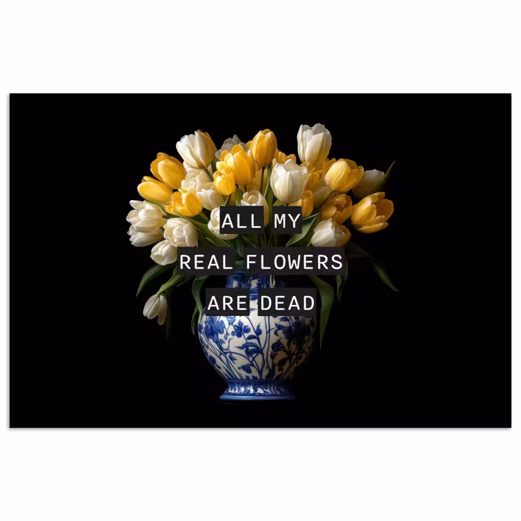 Quotes - Bloem - Tulp - Geel poster papier klein -3d