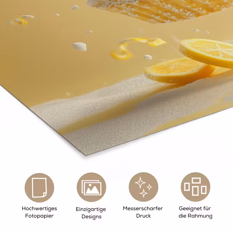 Citroen - Taart - Eten - Geel poster papier klein -tcloseup_DE