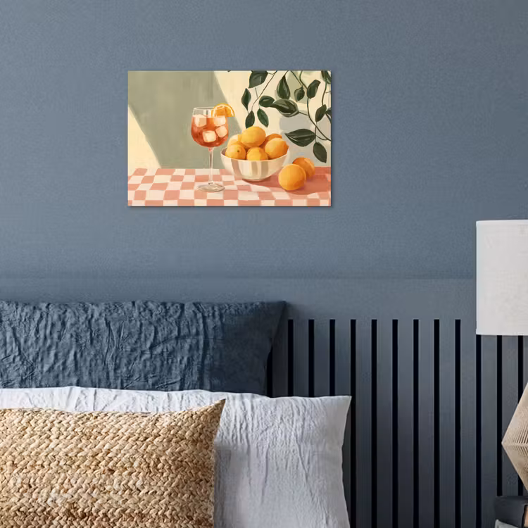 Citroenen - Glas - Tafelkleed - Geblokt poster papier klein -sfeer2