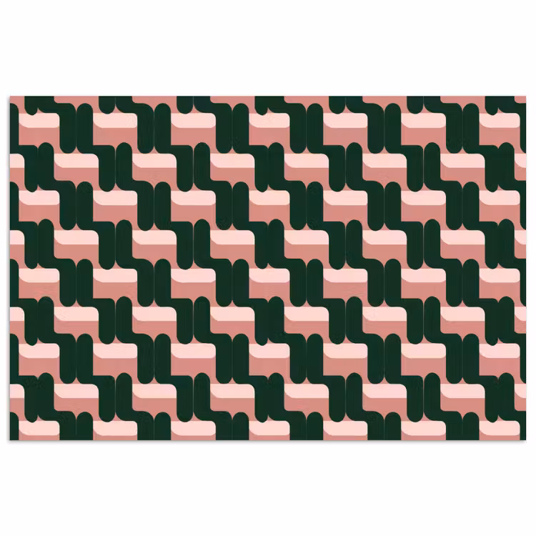 Vlechtpatroon - Groen - Roze - Geometrisch poster papier klein 62 -3d