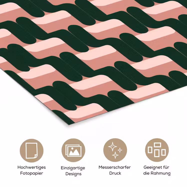 Vlechtpatroon - Groen - Roze - Geometrisch poster papier klein 62 -tcloseup_DE
