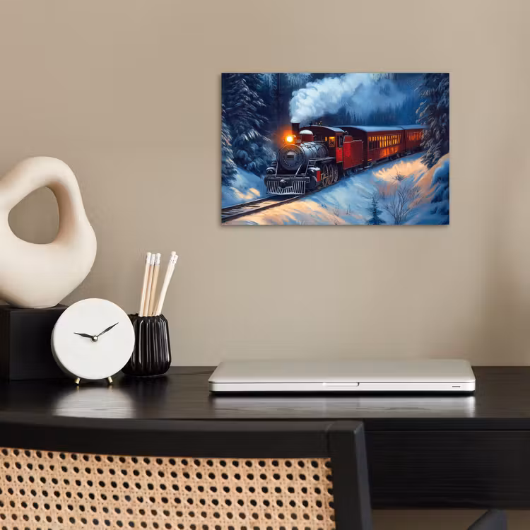 Trein - Kerst - Sneeuw - Kersttrein poster papier klein -sfeer1