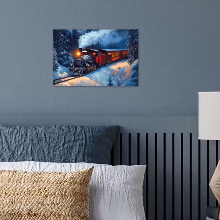Trein - Kerst - Sneeuw - Kersttrein poster papier klein -sfeer2