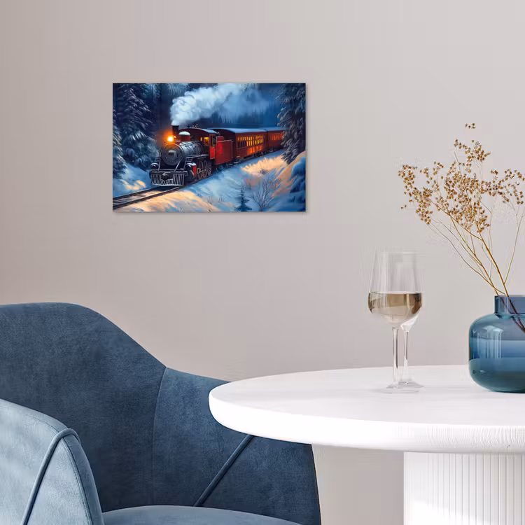 Trein - Kerst - Sneeuw - Kersttrein poster papier klein -sfeer3