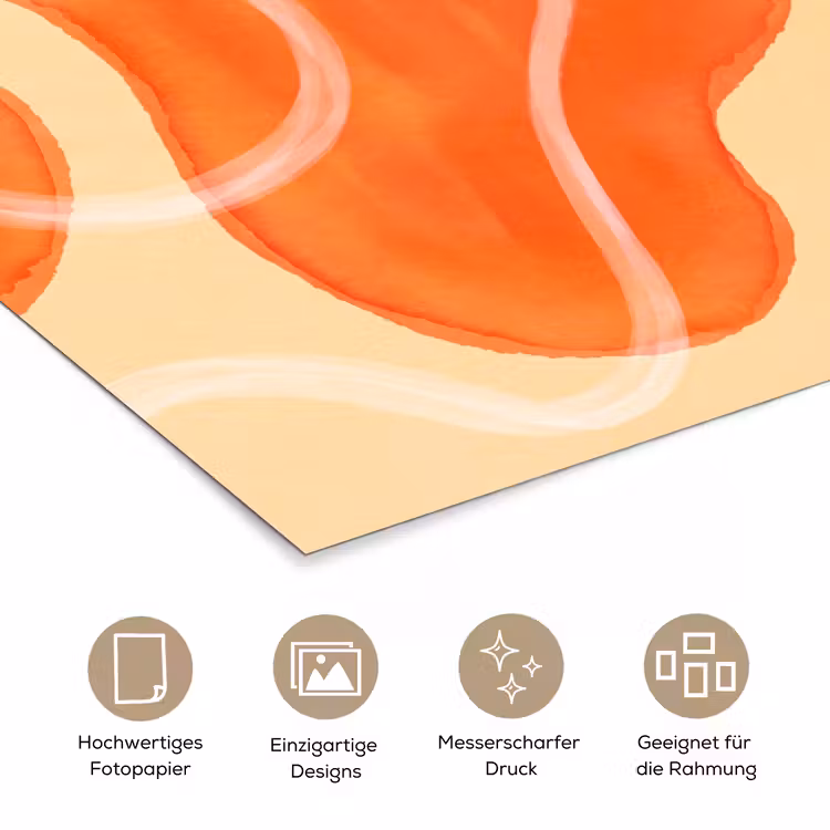 Abstract - Aquarel - Organisch - Oranje - Roze poster papier klein -tcloseup_DE