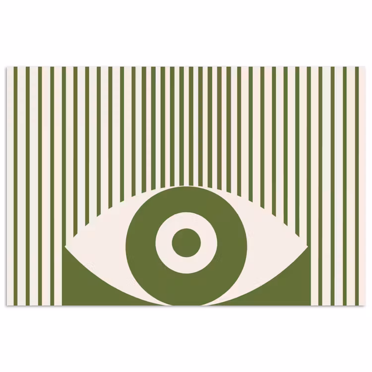Abstract - Oog - Strepen - Modern - Groen poster papier klein -3d