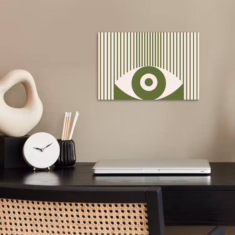 Abstract - Oog - Strepen - Modern - Groen poster papier klein -sfeer1