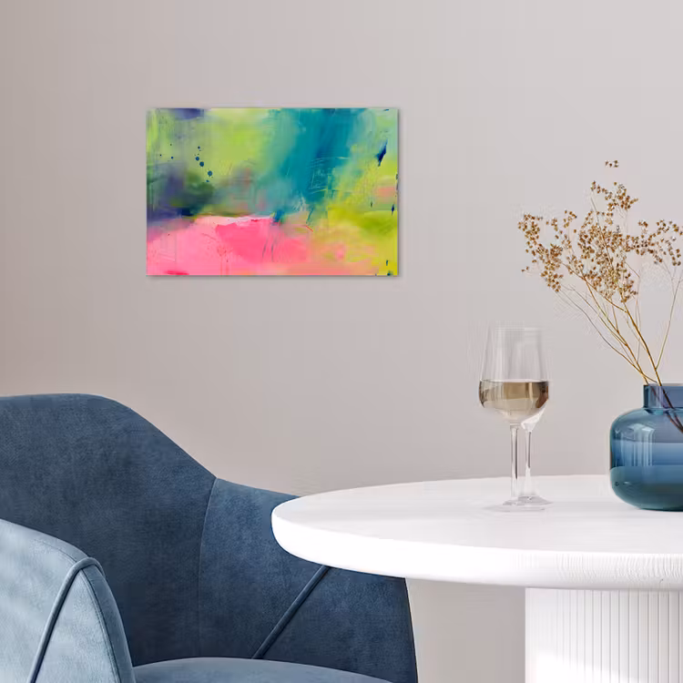 Abstract - Kleuren - Modern - Groen - Roze poster papier klein -sfeer3