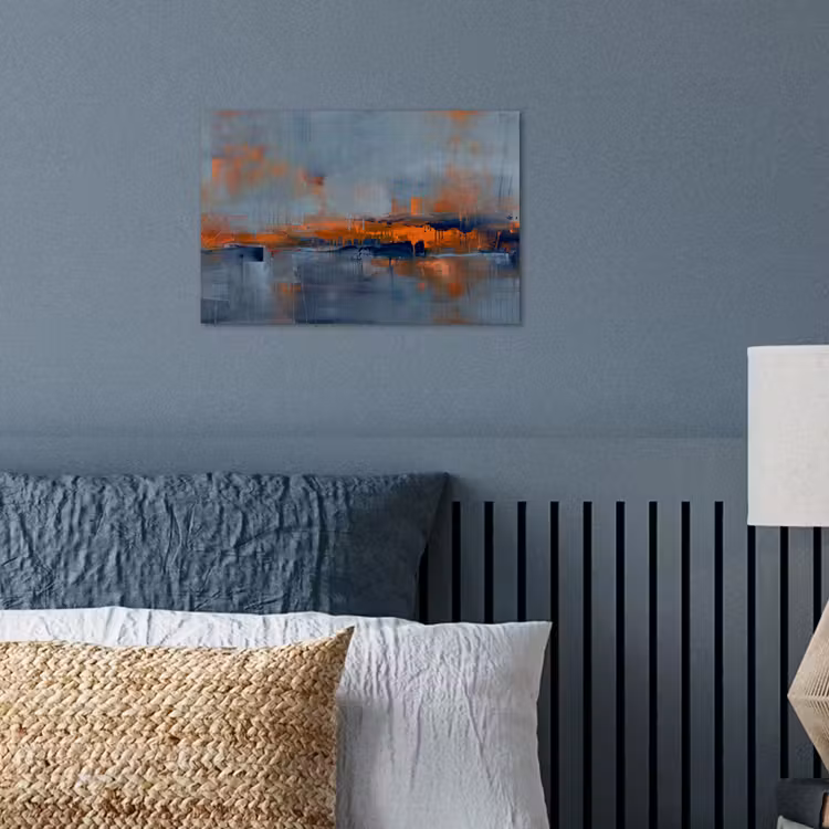 Abstract - Kleuren - Modern - Oranje - Grijs poster papier klein -sfeer2