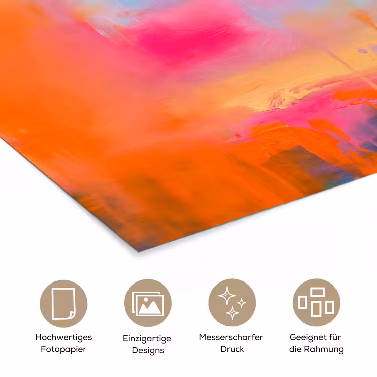 Abstract - Kleurvlakken - Modern - Oranje - Blauw poster papier klein -tcloseup_DE