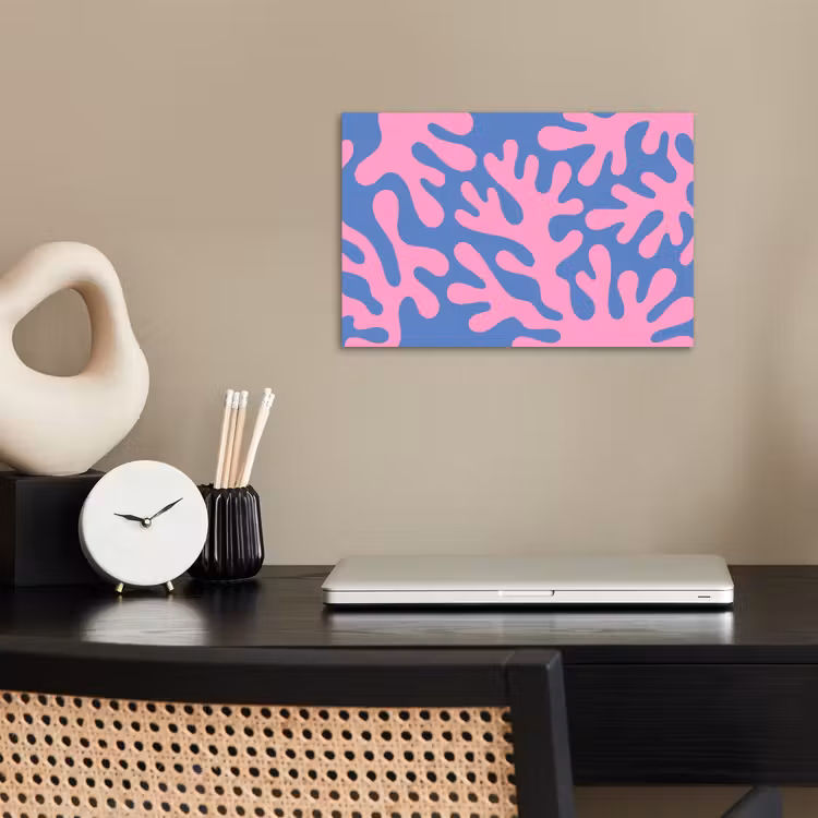 Abstract - Vormen - Roze - Blauw poster papier klein -sfeer1