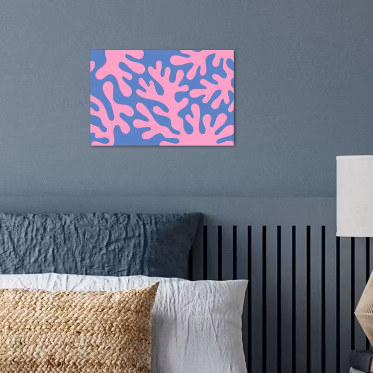 Abstract - Vormen - Roze - Blauw poster papier klein -sfeer2