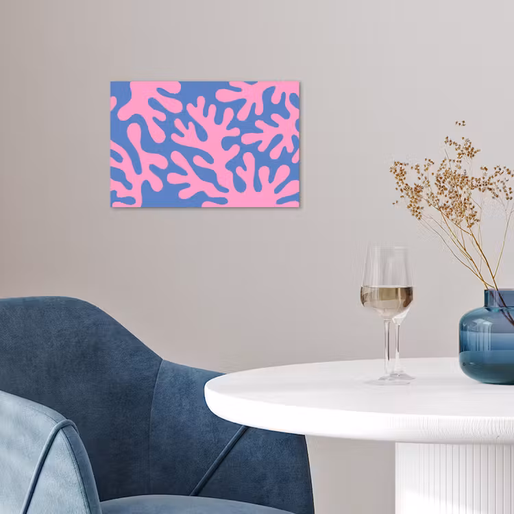 Abstract - Vormen - Roze - Blauw poster papier klein -sfeer3