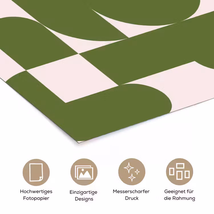 Abstract - Geometrie - Modern - Groen - Wit poster papier klein -tcloseup_DE