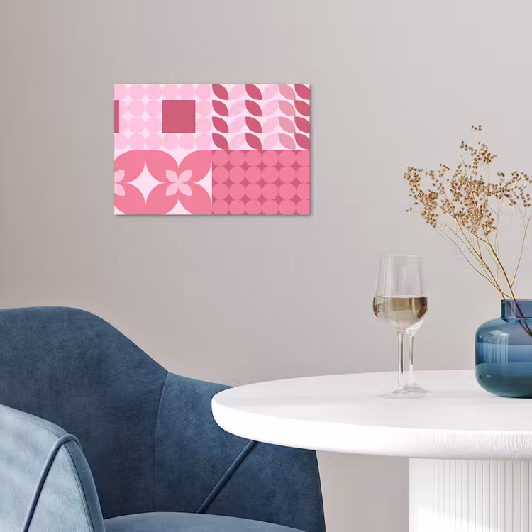 Abstract - Geometrisch - Patroon - Modern - Roze poster papier klein -sfeer3