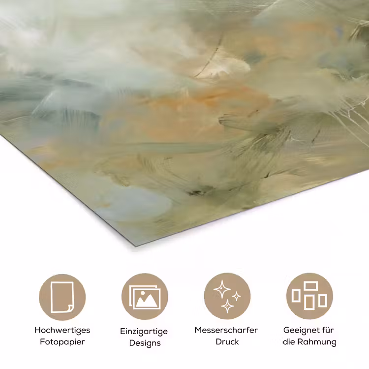 Abstract - Groen - Beige - Modern - Kunst poster papier klein -tcloseup_DE