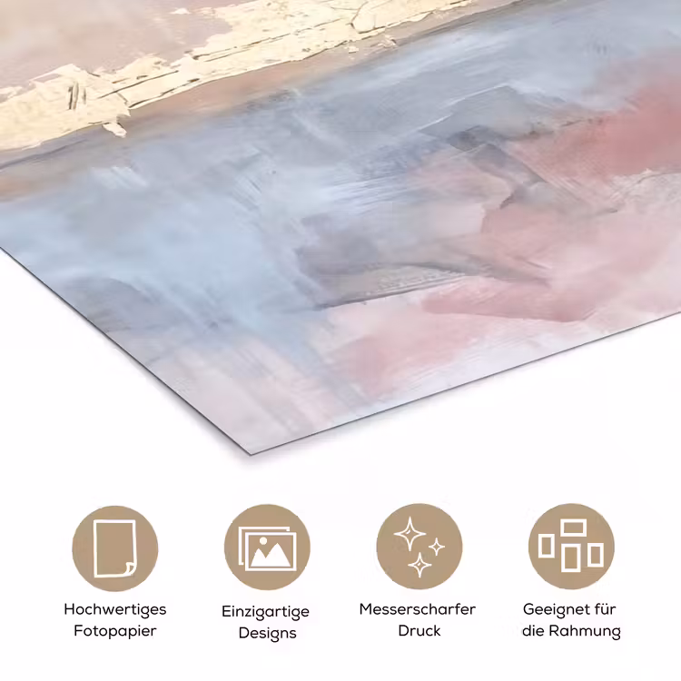 Abstract - Horizontaal - Kunst - Roze - Goud poster papier klein -tcloseup_DE