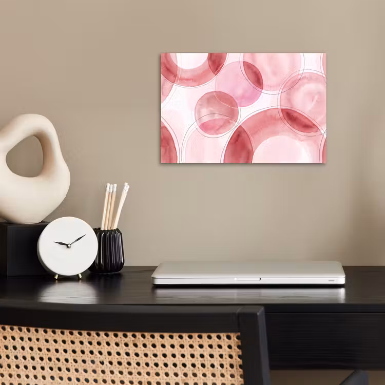 Abstract - Cirkels - Modern - Roze - Kunst poster papier klein -sfeer1