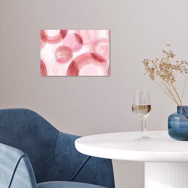Abstract - Cirkels - Modern - Roze - Kunst poster papier klein -sfeer3