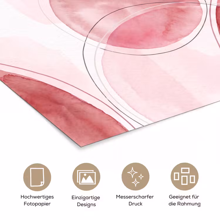 Abstract - Cirkels - Modern - Roze - Kunst poster papier klein -tcloseup_DE