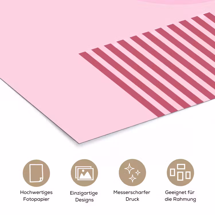 Abstract - Cirkels - Strepen - Modern - Roze poster papier klein -tcloseup_DE