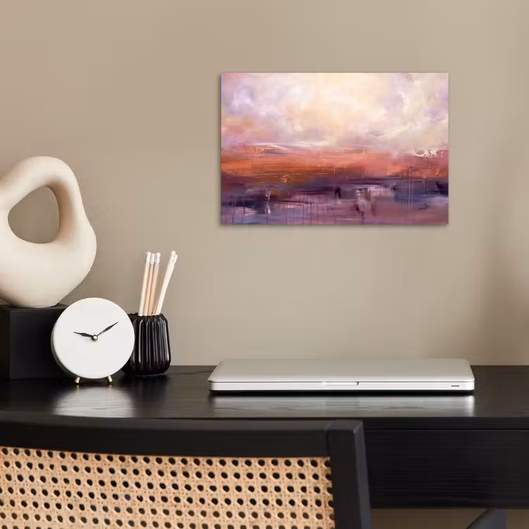 Abstract - Landschap - Modern - Paars - Oranje poster papier klein -sfeer1