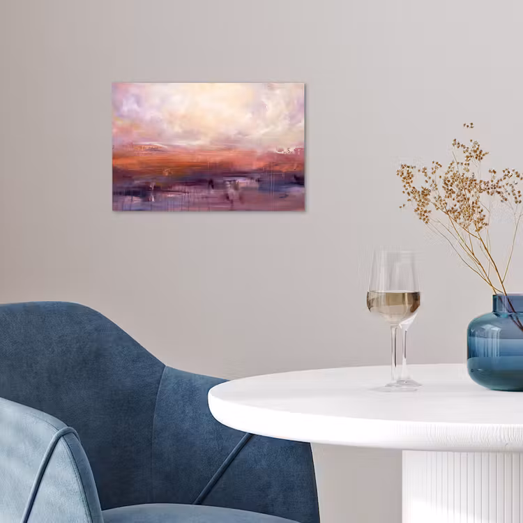 Abstract - Landschap - Modern - Paars - Oranje poster papier klein -sfeer3