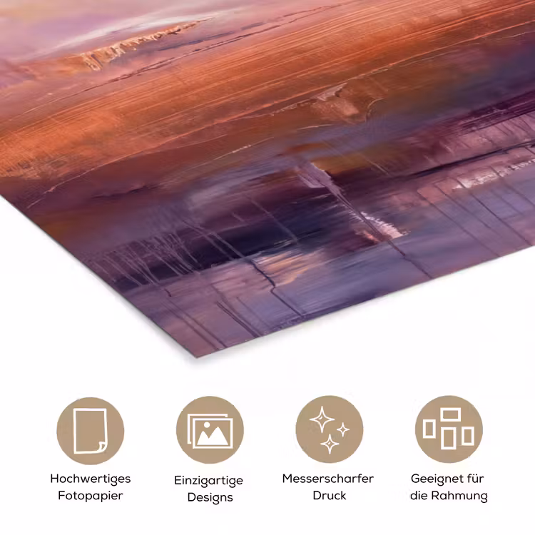 Abstract - Landschap - Modern - Paars - Oranje poster papier klein -tcloseup_DE