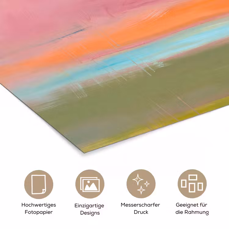 Abstract - Landschap - Modern - Roze - Oranje poster papier klein -tcloseup_DE