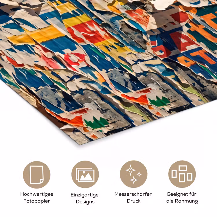 Abstract - Gelaagd papier - Urban - Modern - Kleurrijk poster papier klein -tcloseup_DE