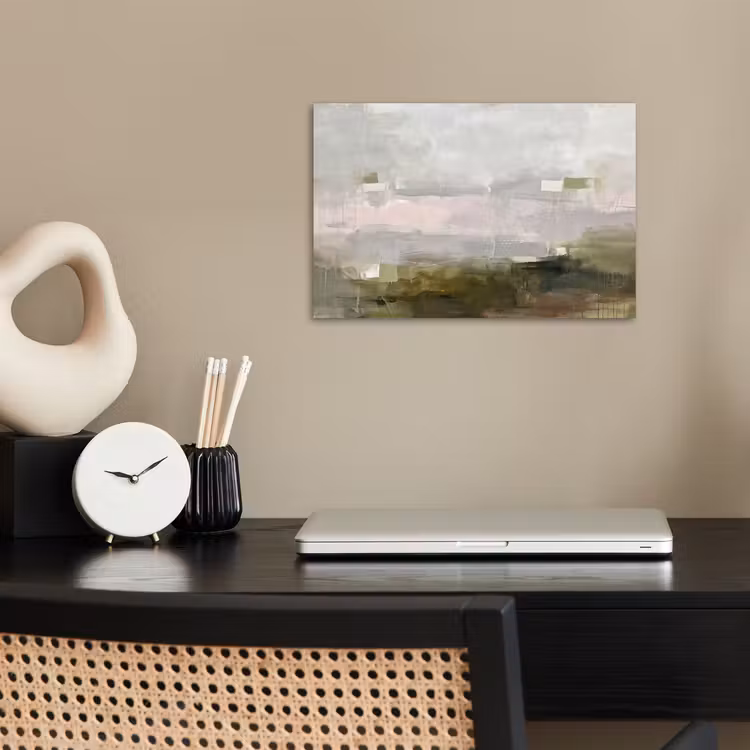 Abstract - Gelaagd - Kunst - Modern - Grijs-Groen poster papier klein -sfeer1